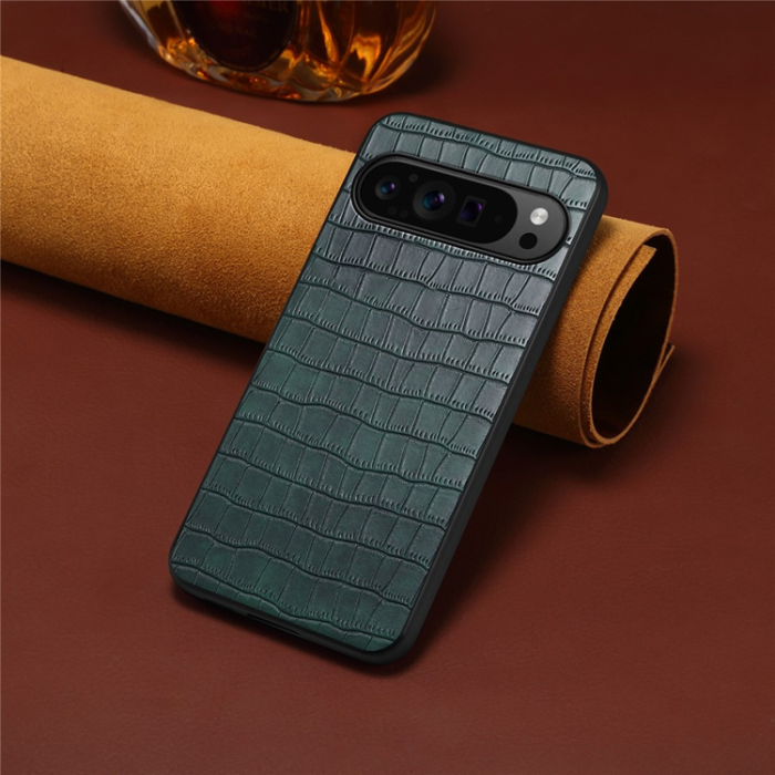 A-One Brand - Google Pixel 10/10 Pro Mobilskal Crocodile Texture  - Grön