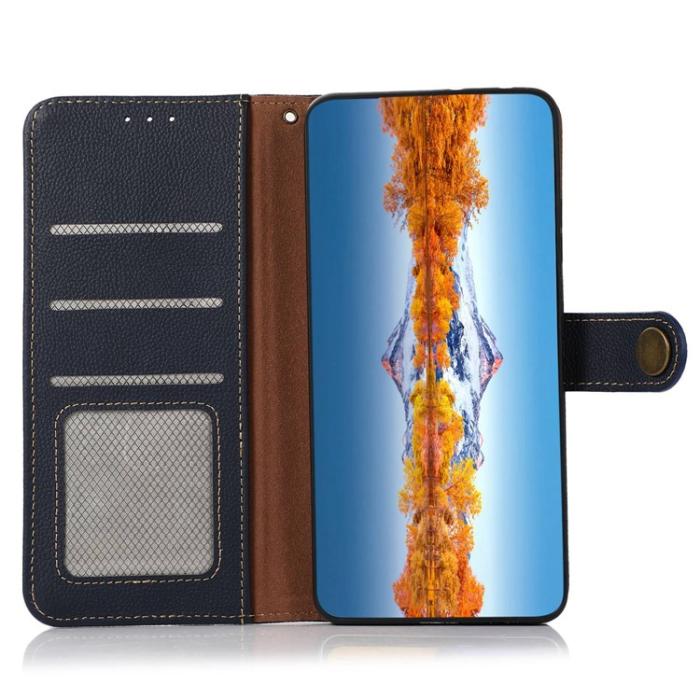 KHAZNEH - KHAZNEH Galaxy S23 Plånboksfodral Äkta Läder RFID - Blå