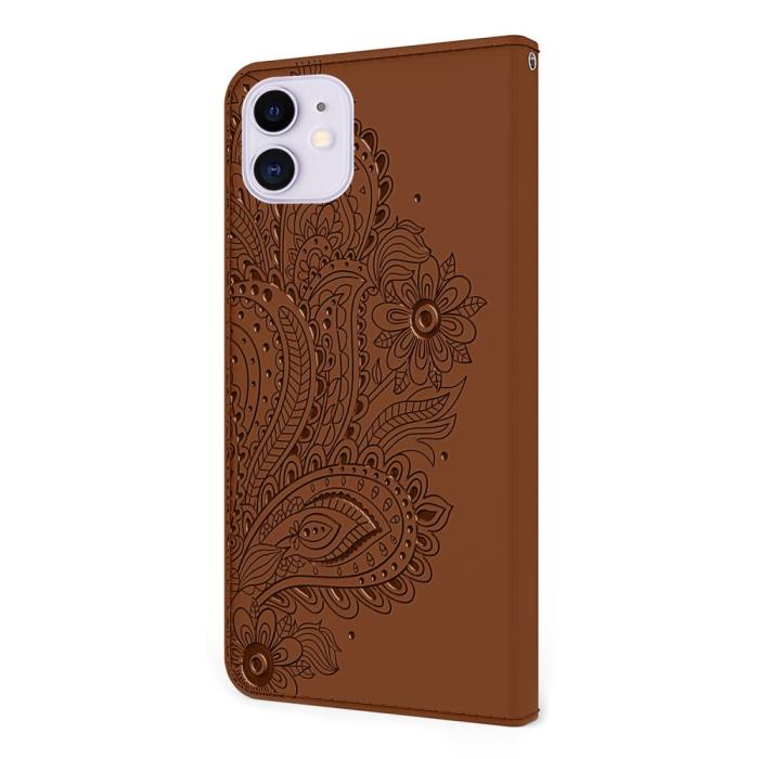 A-One Brand - Blommor iPhone 13 Plånboksfodral - Brun