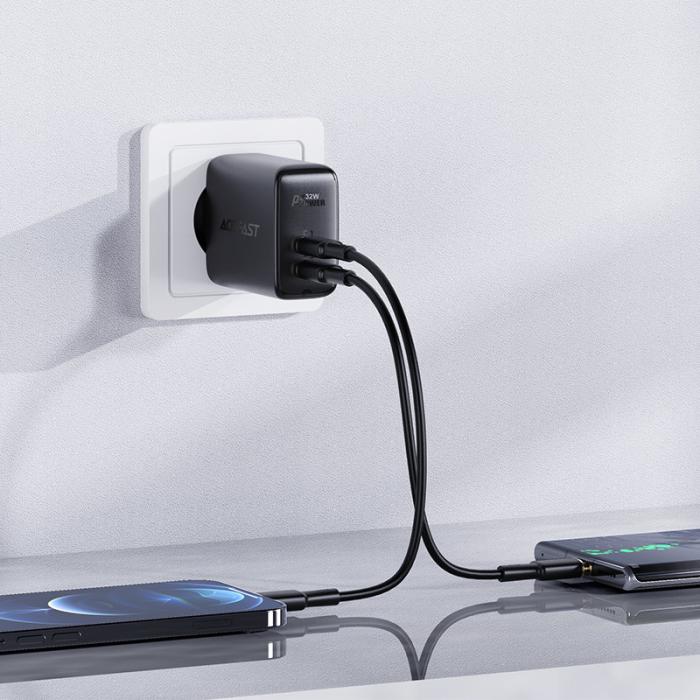Acefast - Acefast PD Väggladdare USB Till USB-C 32W - Svart