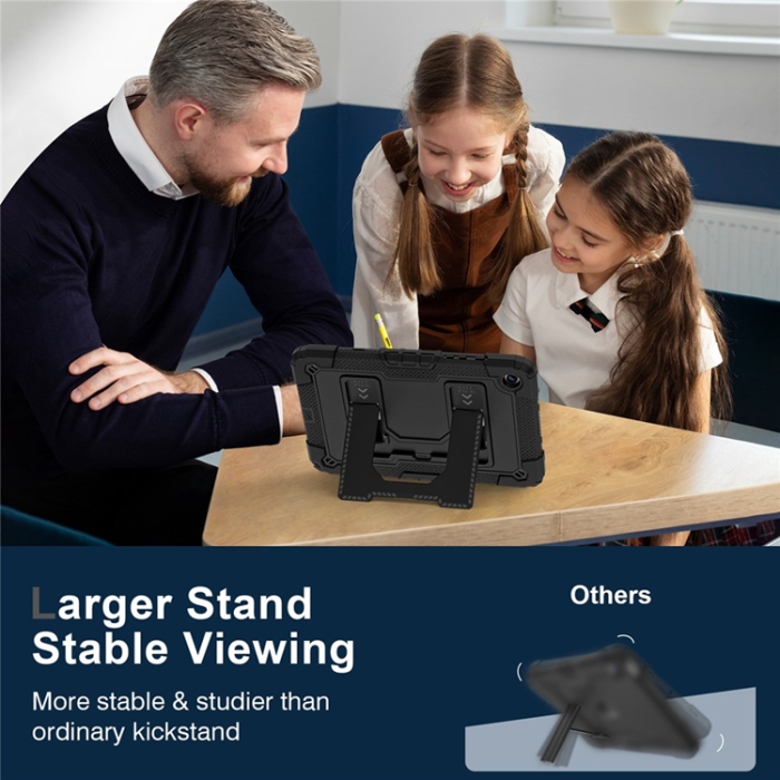 A-One Brand - Galaxy Tab A9 Plus Skal Kickstand Med Rem Anti Drop - Svart
