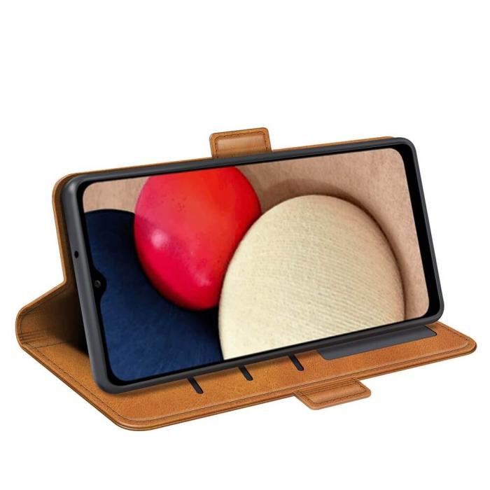 A-One Brand - Flip Folio Plånboksfodral till Samsung Galaxy A03s - Brun