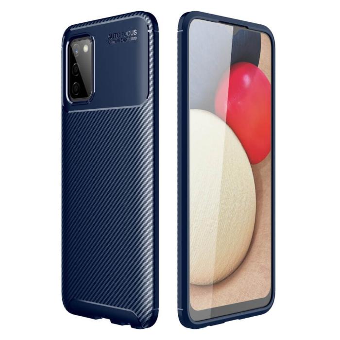 OEM - Carbon Fiber Mobilskal till Samsung Galaxy A03s - Blå