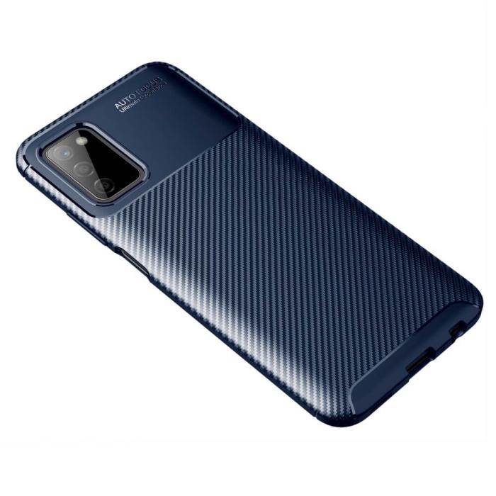 OEM - Carbon Fiber Mobilskal till Samsung Galaxy A03s - Blå