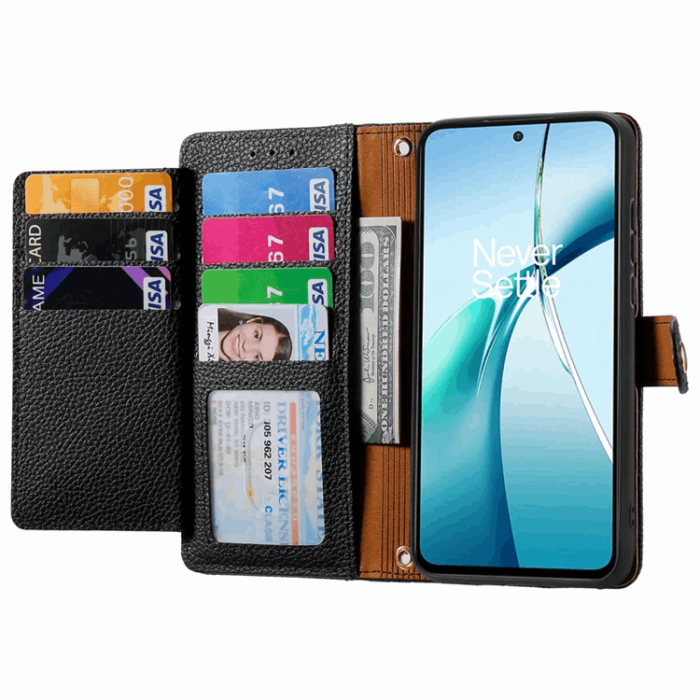 A-One Brand - Nothing Phone (3a) Plånboksfodral RFID Zipper med Rem - Svart