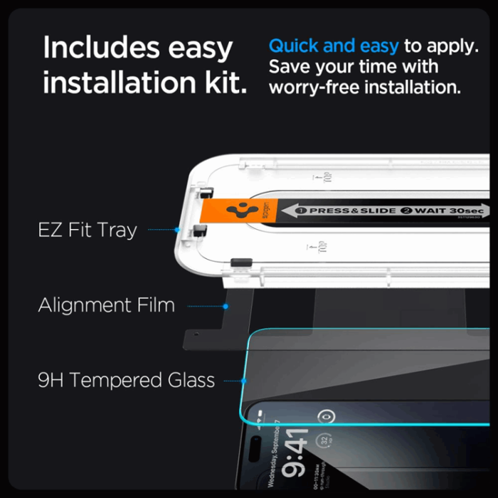 Spigen - [2-Pack] Spigen iPhone 15 Pro Härdat Glas Skärmskydd 'EZ' Fit