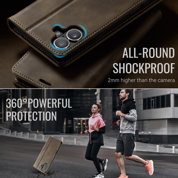 Caseme - Caseme iPhone 17 Plånboksfodral RFID Blocking 033 Series - Kaffe