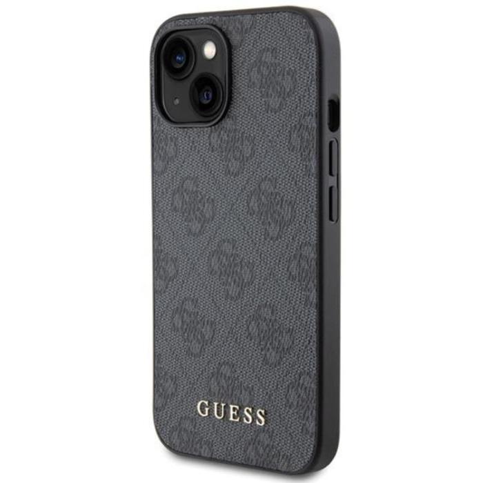 Guess - Guess iPhone 15 Plus Mobilskal Metall Gold Logo - Grå