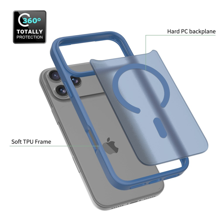 A-One Brand - iPhone 17 Pro Max Mobilskal MagSafe Acrylic Skin Touch - Blå