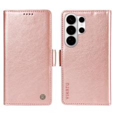 OEM - YIKATU Samsung Galaxy S26 Ultra Pl&aring;nboksfodral Konstl&auml;der Litchi - Ros&eacute;guld