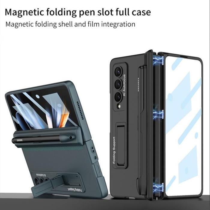 GKK - GKK Galaxy Z Fold 4 Skal Magnetic Kickstand - Vinröd