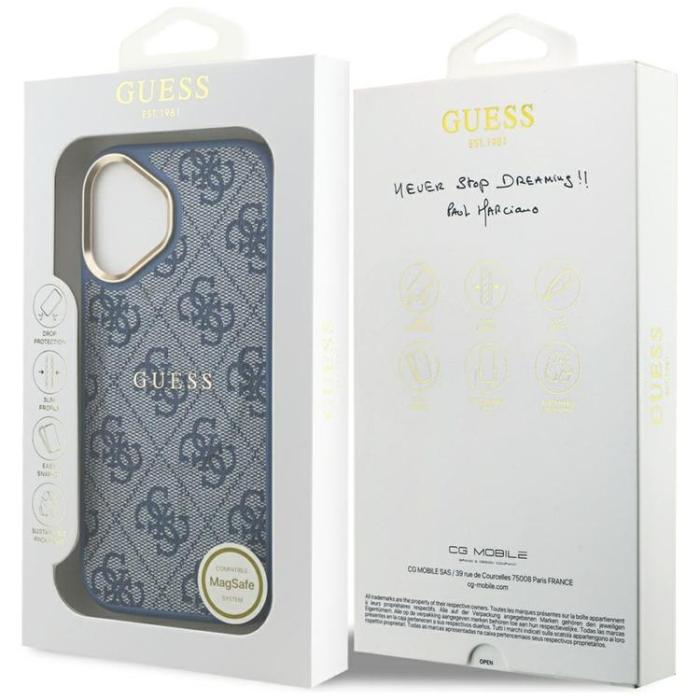 Guess - Guess iPhone 17 Mobilskal MagSafe 4G PU Classic Logo - Blå