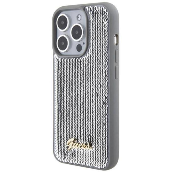 Guess - Guess iPhone 15 Pro Max Mobilskal Sequin Script Metal - Silver