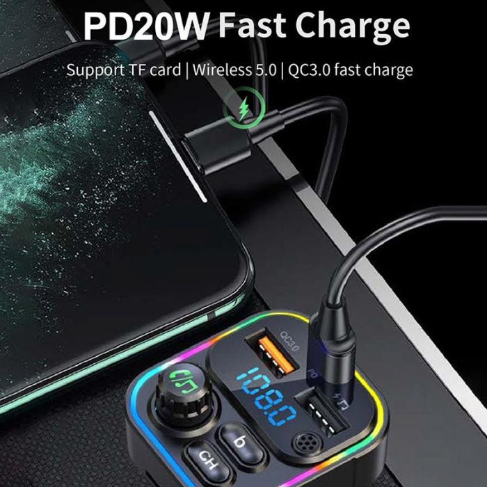 OEM - C17 PD 22.5W 4.5A Snabbladdare med Bluetooth och FM MP3-spelare