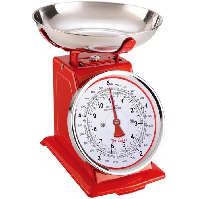 Terraillon - Terraillon Köksvåg Tradition 500 Dual Red 1L skål, 5 kg