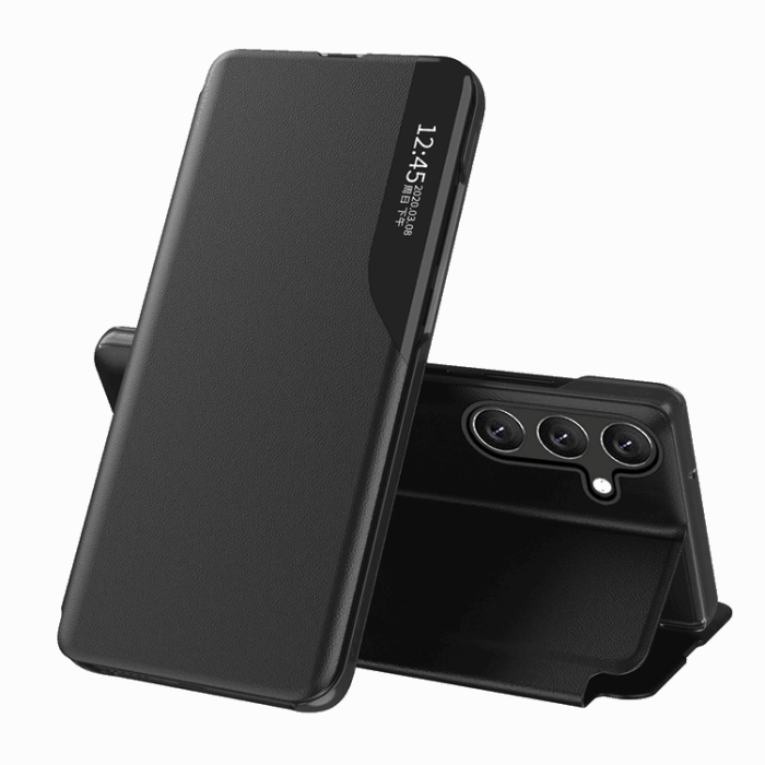 OEM - Galaxy S25 Plus Fodral Eco Läder View med Flap - Svart