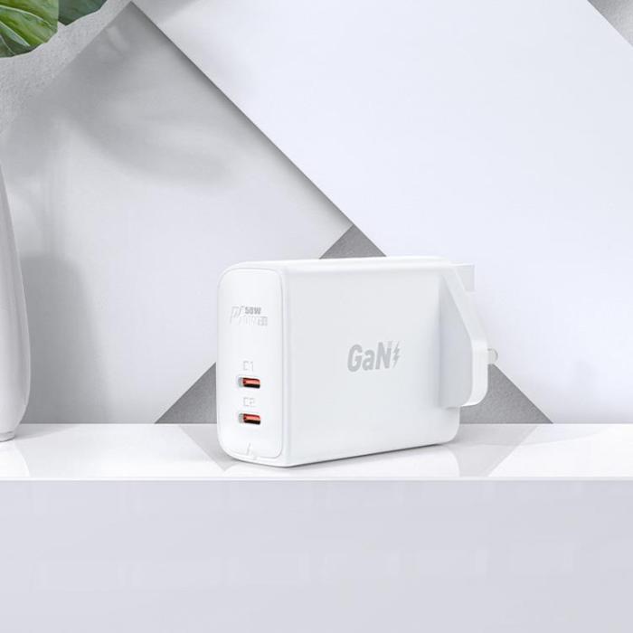 Acefast - Acefast UK Väggladdare 2x USB Typ-C 50W - Vit
