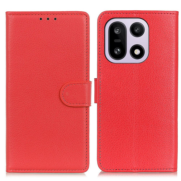 OnePlus 15 5G Plånboksfodral Litchi Texture Konstläder (Röd) | 2353 | AlltMobil