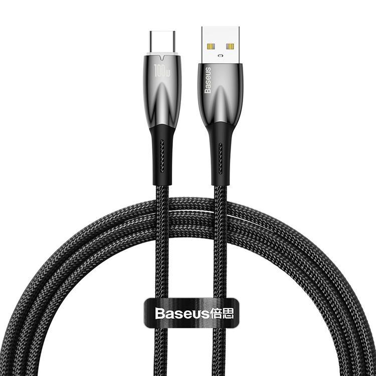 Baseus USB-C till USB-A kabel 1M Glimmer Series - Svart | 3541 | AlltMobil