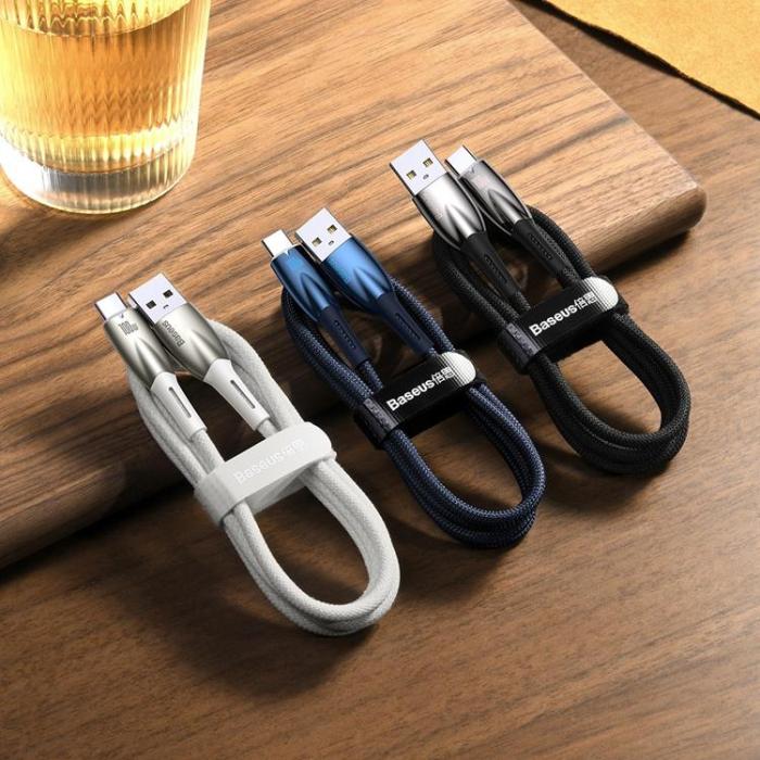 BASEUS - Baseus USB-C till USB-A kabel 1M Glimmer Series - Svart