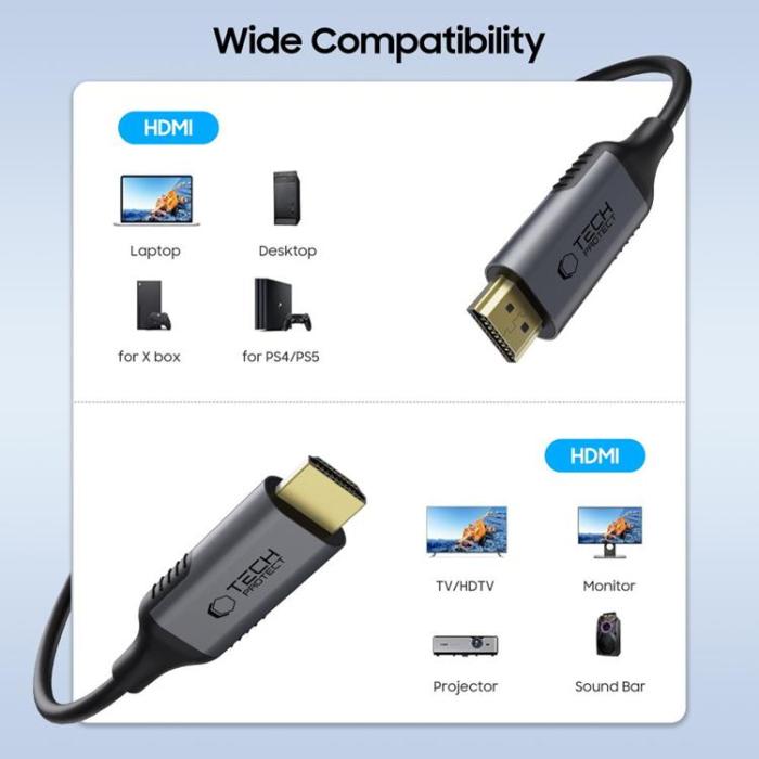 Tech-Protect - Tech-Protect HDMI till HDMI 2.1 4k 120hz/8k 60hz 200cm Ultraboost
