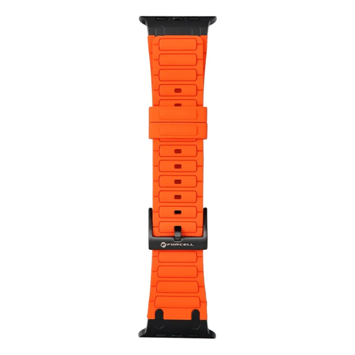Forcell - Forcell Apple Watch (42/44/45/49) Armband Silikon - Orange