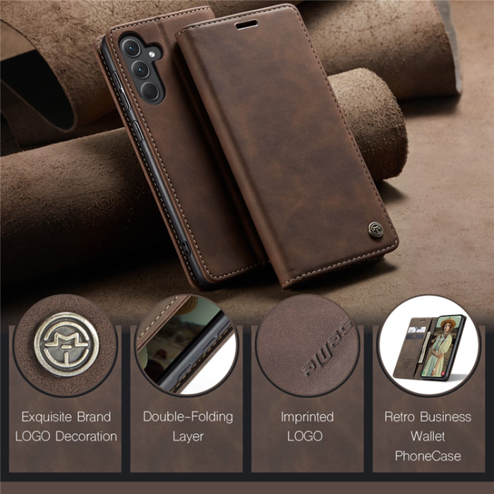 Caseme - CASEME Galaxy A56 5G Plånboksfodral 013 Series Läder - Coffee