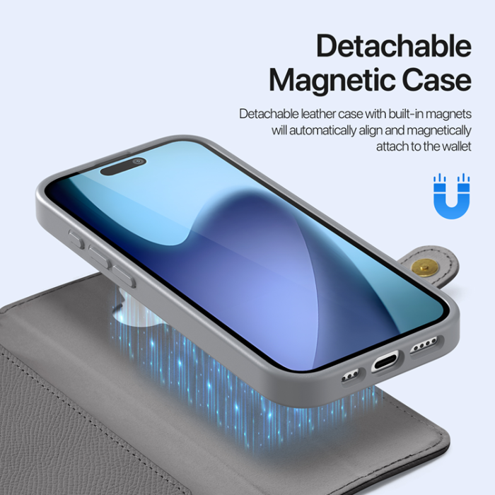 Dux Ducis - Dux Ducis iPhone 17 Plånboksfodral Magsafe Detachable Lawa - Grå