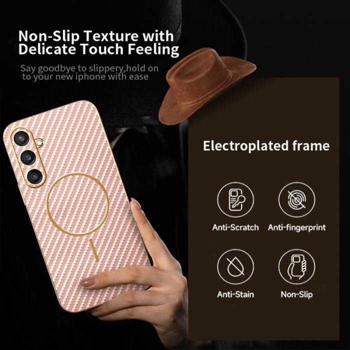 OEM - Mobilskal till Samsung Galaxy S26 Kolfiber Texturerad TPU - Rosa