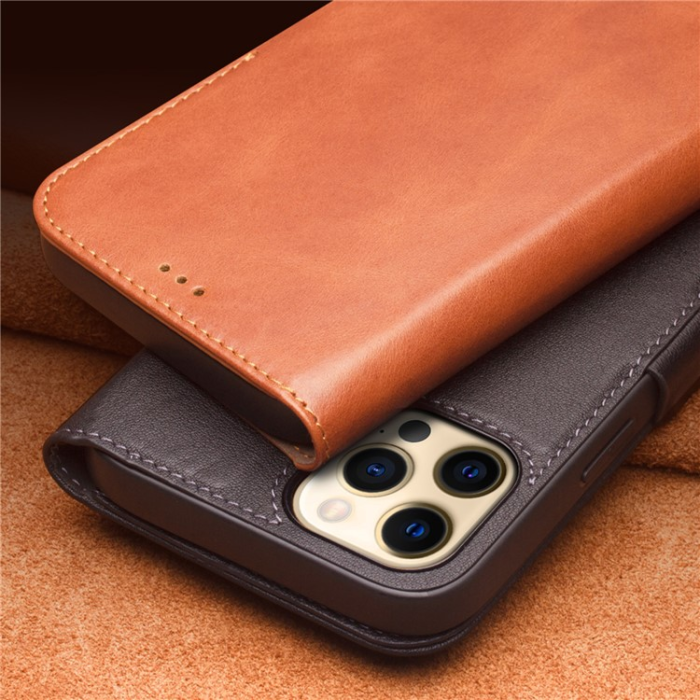 QIALINO - QIALINO iPhone 12 mini Plånboksfodral Äkta Läder Magnetisk