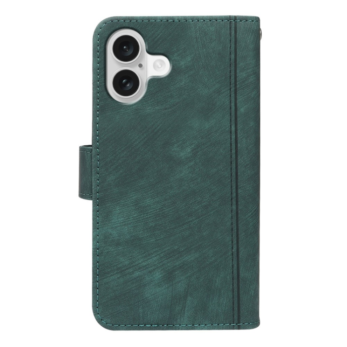 A-One Brand - iPhone 17 Plånboksfodral Line Pattern Läder - Grön