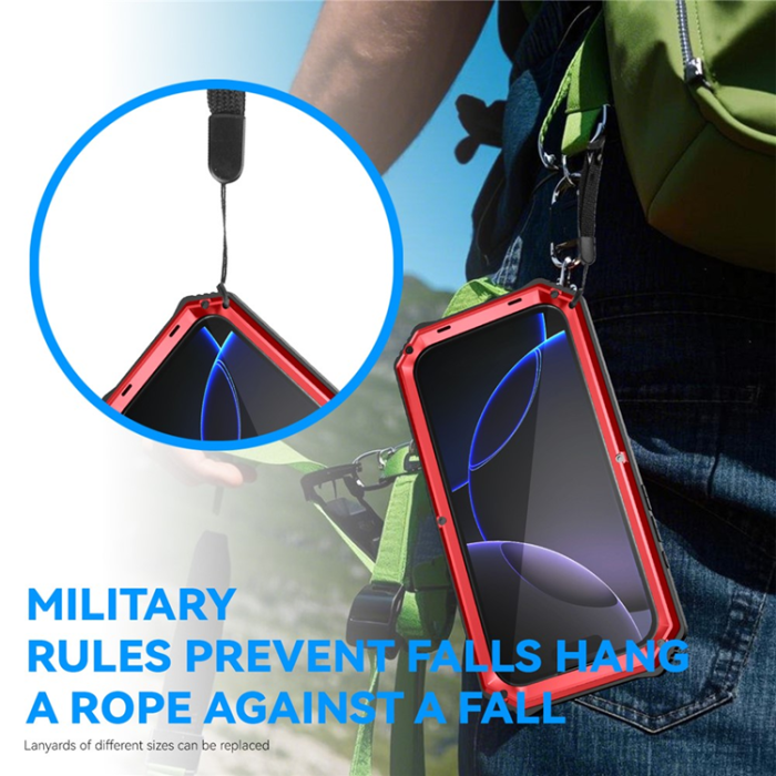 R-JUST - R-JUST iPhone 17 Pro Mobilskal med Härdat Glas Kickstand - Röd