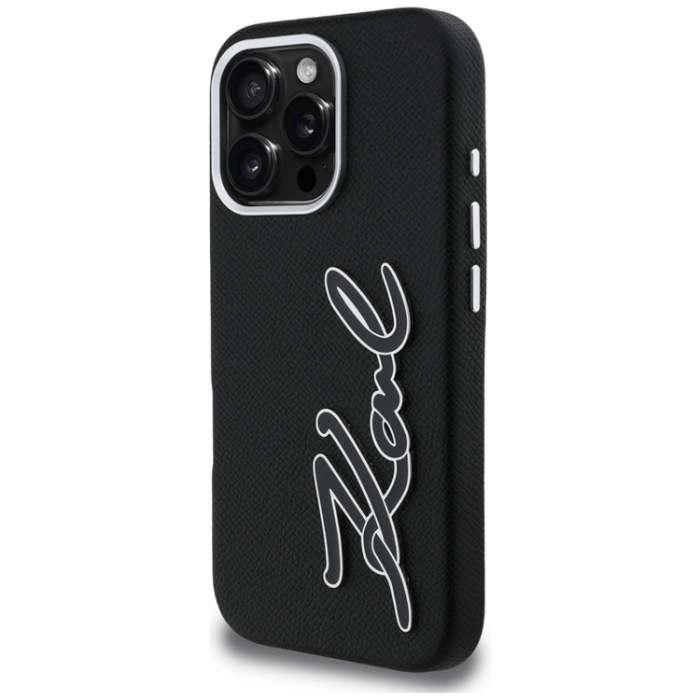 KARL LAGERFELD - Karl Lagerfeld Mobilskal För iPhone 16 Pro Max FW Grained Signature Logo - Svart
