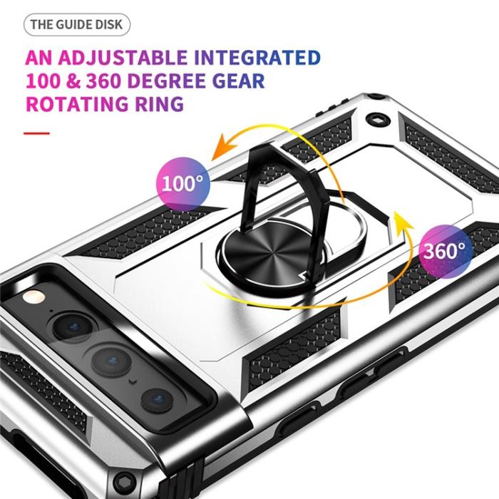 A-One Brand - Google Pixel 7 Pro Skal Ringhållare Rotatable Kickstand - Silver