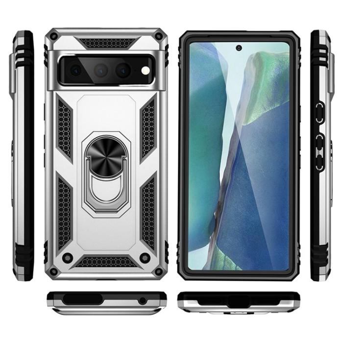 A-One Brand - Google Pixel 7 Pro Skal Ringhållare Rotatable Kickstand - Silver