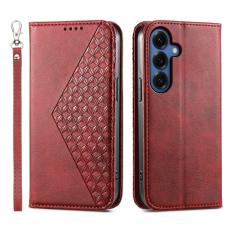 OEM - Pl&aring;nboksfodral f&ouml;r Samsung Galaxy S26 Plus Konstl&auml;der med handledsrem - R&ouml;d