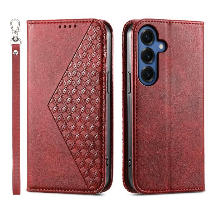OEM - Plånboksfodral för Samsung Galaxy S26 Plus Konstläder med handledsrem - Röd