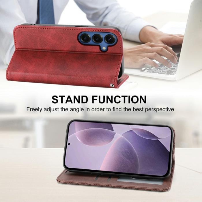 OEM - Plånboksfodral för Samsung Galaxy S26 Plus Konstläder med handledsrem - Röd