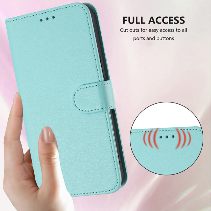 A-One Brand - iPhone 17 Pro Plånboksfodral Läder med Handledsrem - Mintgrön
