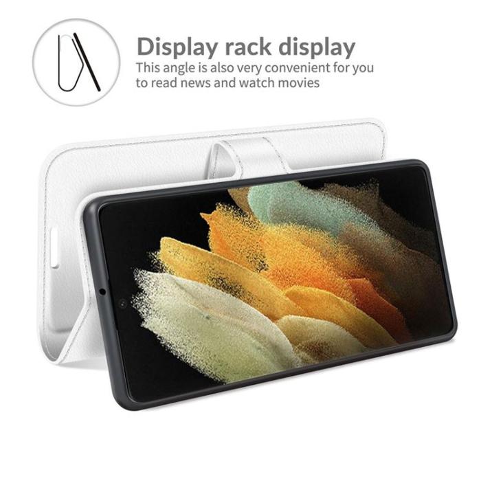 OEM - Litchi Magnetic Fodral Galaxy S22 Ultra 5G - Vit