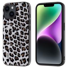 ABEEL - ABEEL Mobilskal till iPhone 14 Plus PU L&auml;der TPU + PC Leopard Silver