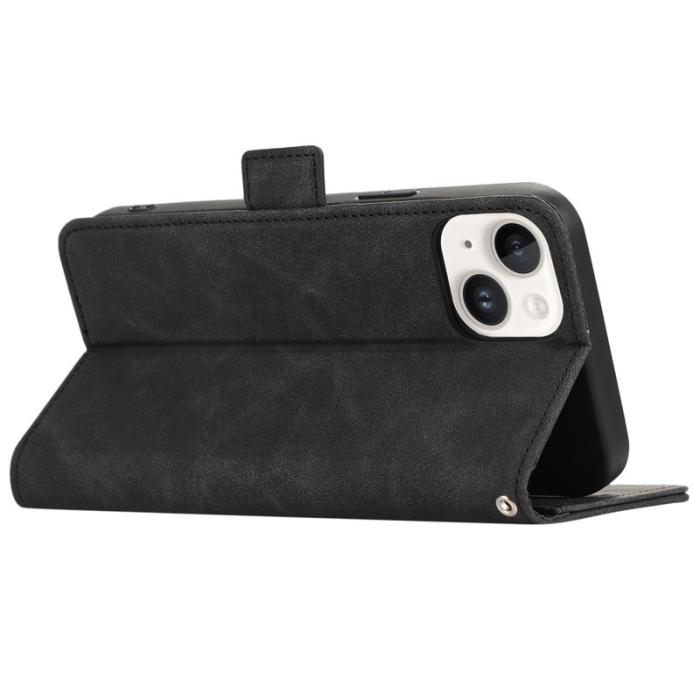 ABEEL - ABEEL iPhone 14 Plus Plånboksfodral Konstläder RFID Skydd Ställ - Svart