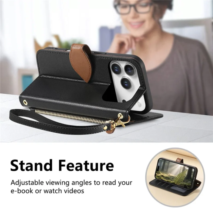 A-One Brand - iPhone 17 Pro Plånboksfodral Leaf Magnetiskt Spänne Konstläder