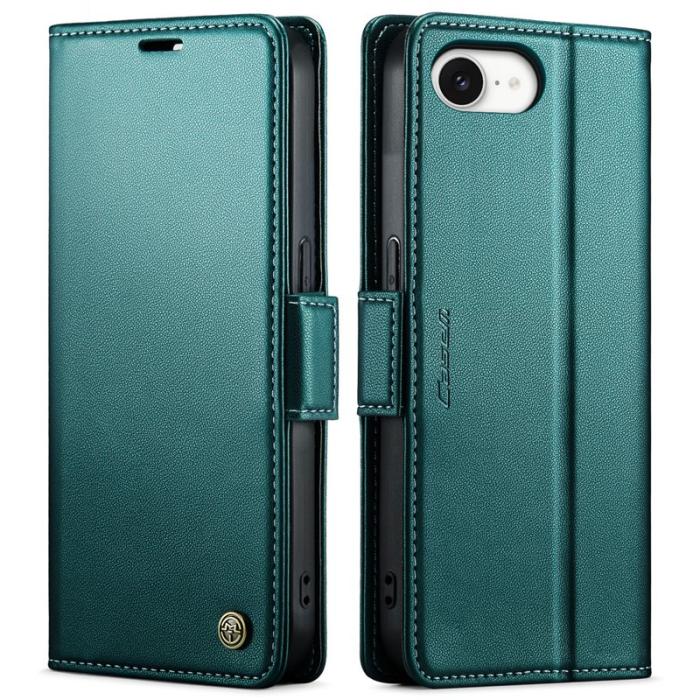 Caseme - CASEME Plånboksfodral Konstläder för iPhone 16e RFID-Skydd Grön