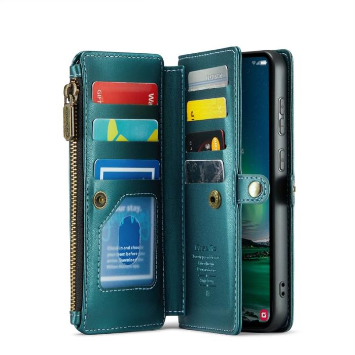 Caseme - CASEME Plånboksfodral Konstläder för Samsung Galaxy S24 FE - Grön