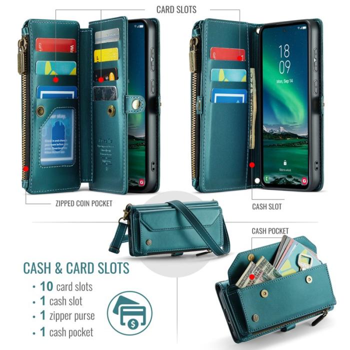 Caseme - CASEME Plånboksfodral Konstläder för Samsung Galaxy S24 FE - Grön