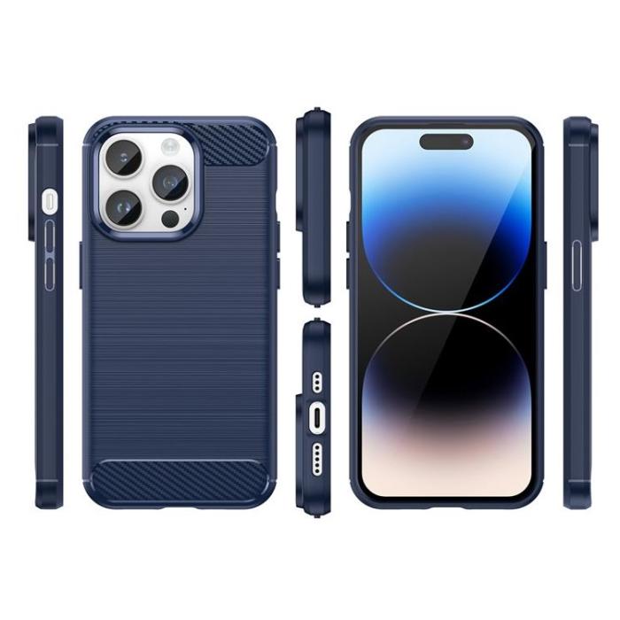 OEM - iPhone 15 Pro Mobilskal Carbon Flexible - Blå