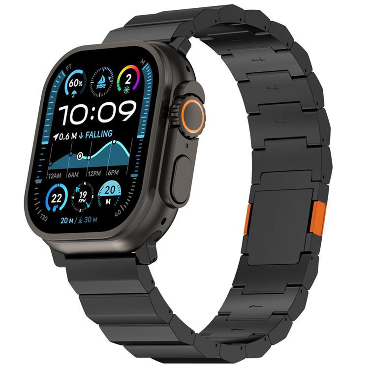 Apple Watch (38/40/41/42mm) Armband Titan Alloy (Svart/Orange) | 5122 | AlltMobil