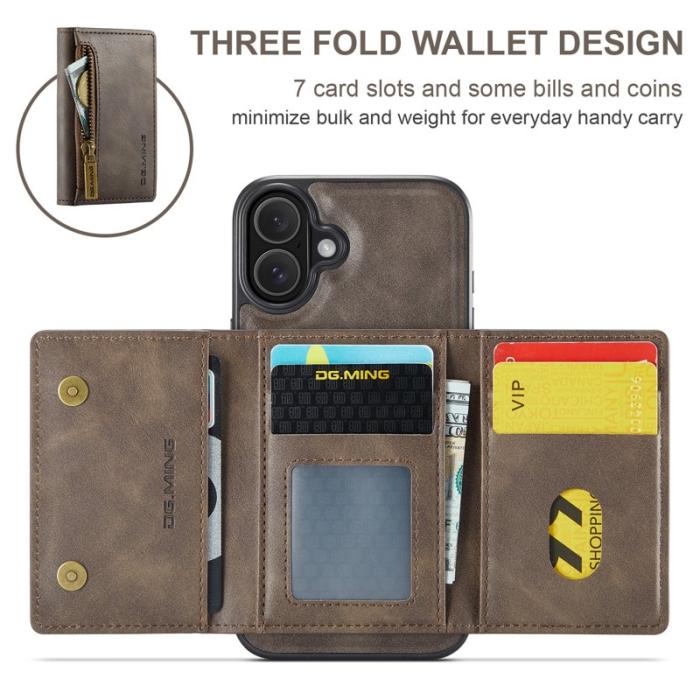 DG.MING - DG.MING M5 Series Mobilskal till iPhone 16 Plus Magnetiskt Konstläder Brun
