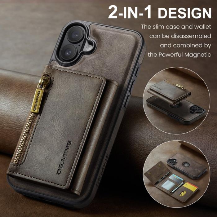 DG.MING - DG.MING M5 Series Mobilskal till iPhone 16 Plus Magnetiskt Konstläder Brun